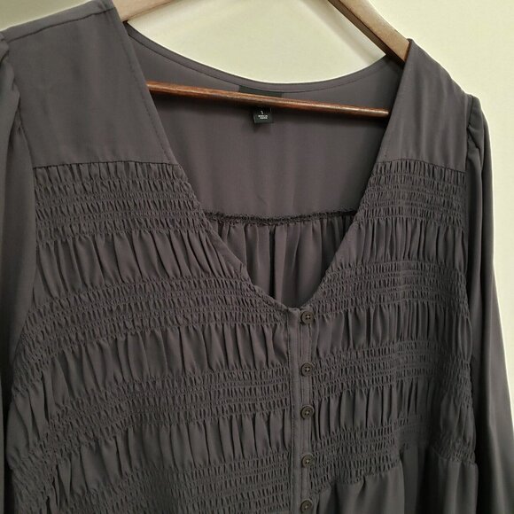Torrid Womens Dark Cottagecore Smocked Babydoll Top Size 1X Gray Peasant Prairie - Picture 3 of 12